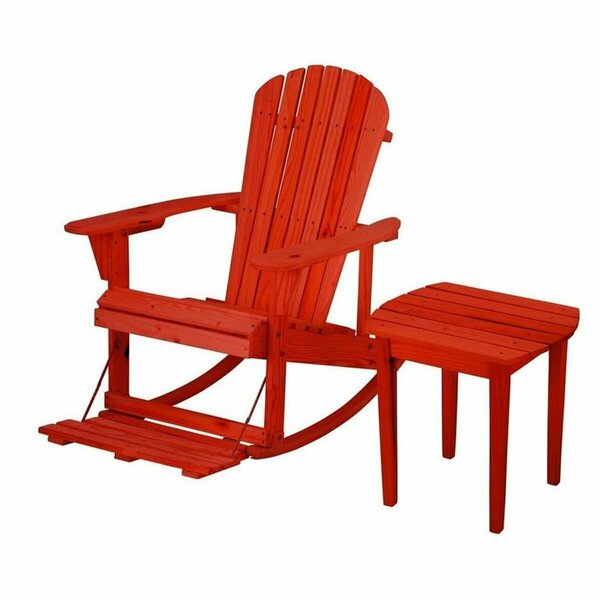 Cama Zero Gravity Collection Red Adirondack Rocking Chair with Built-in Footrest CA3354214